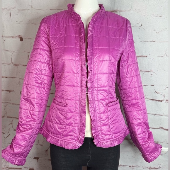 ESCADA Sport Jackets & Blazers - ESCADA Sport Ruffle Trim Lightweight Purple Pink Nylon Jacket Size S US 36 EU